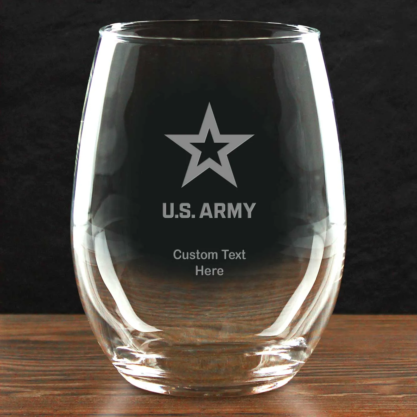 US Army 'Pick Your Design' Personalized 21 oz. Stemless Wine Glass