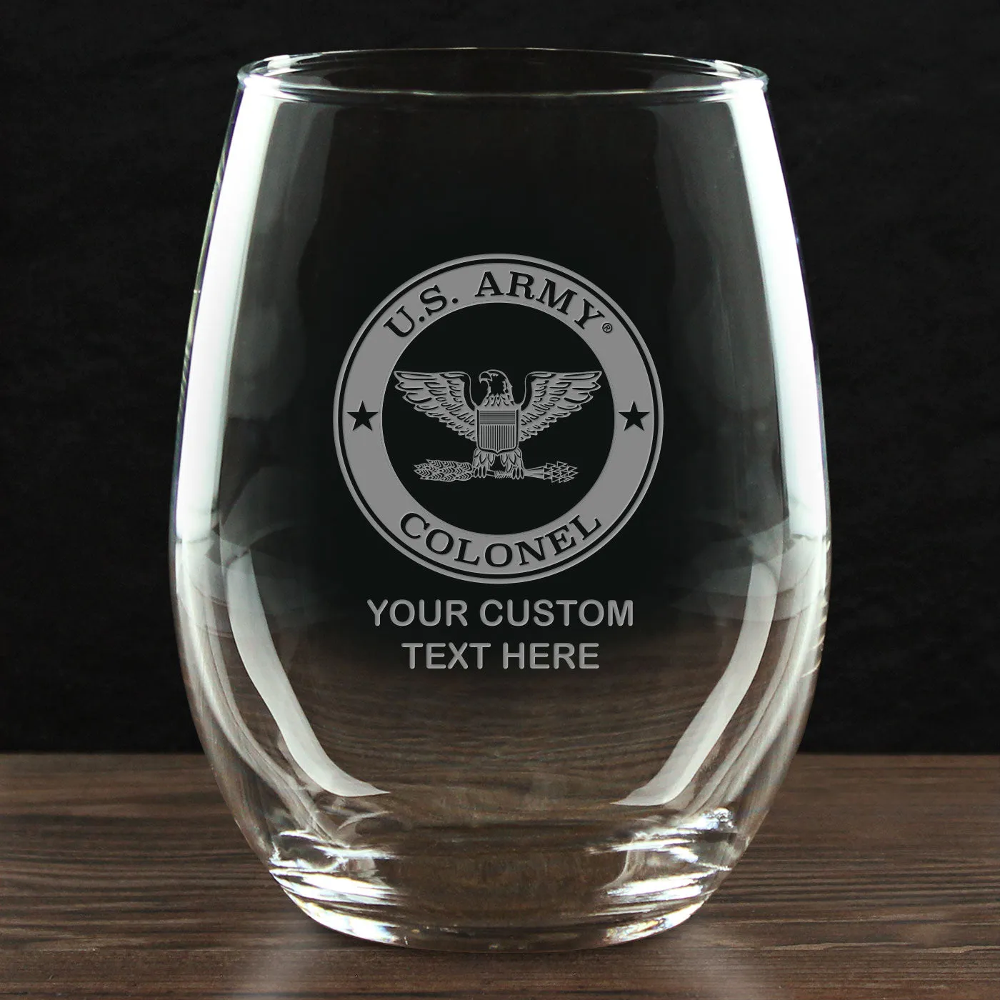 US Army 'Pick Your Design' Personalized 21 oz. Stemless Wine Glass