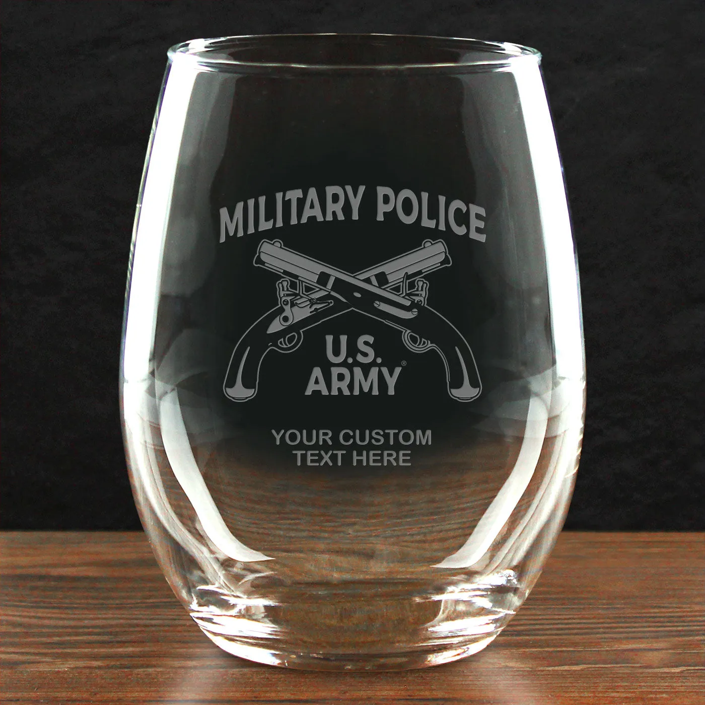 US Army 'Pick Your Design' Personalized 21 oz. Stemless Wine Glass