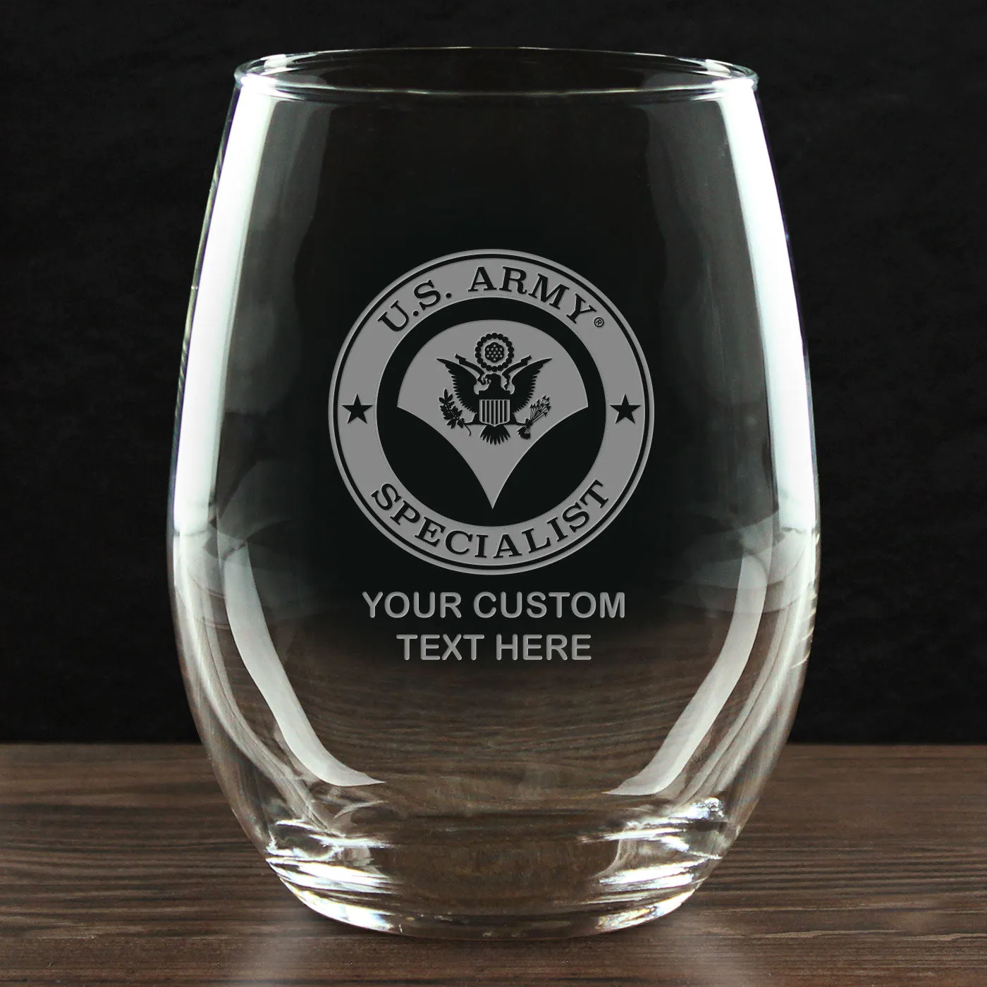 US Army 'Pick Your Design' Personalized 21 oz. Stemless Wine Glass