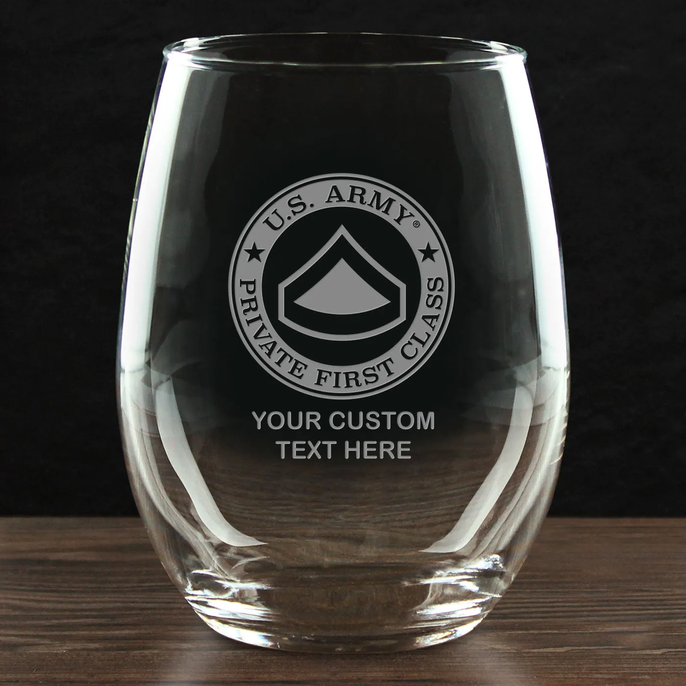 US Army 'Pick Your Design' Personalized 21 oz. Stemless Wine Glass