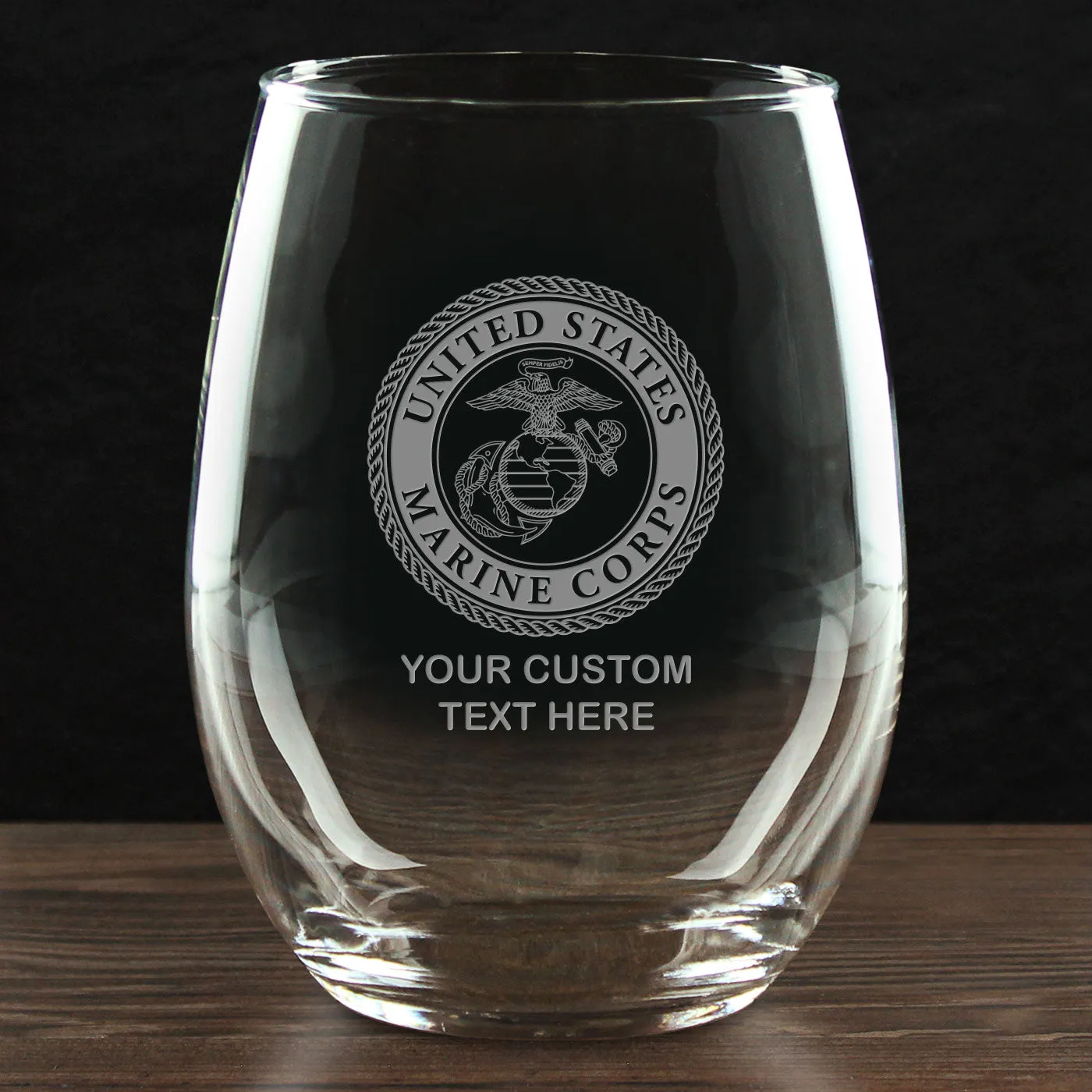 USMC 'Build Your Glass' Personalized 21 oz. Stemless Wine Glass