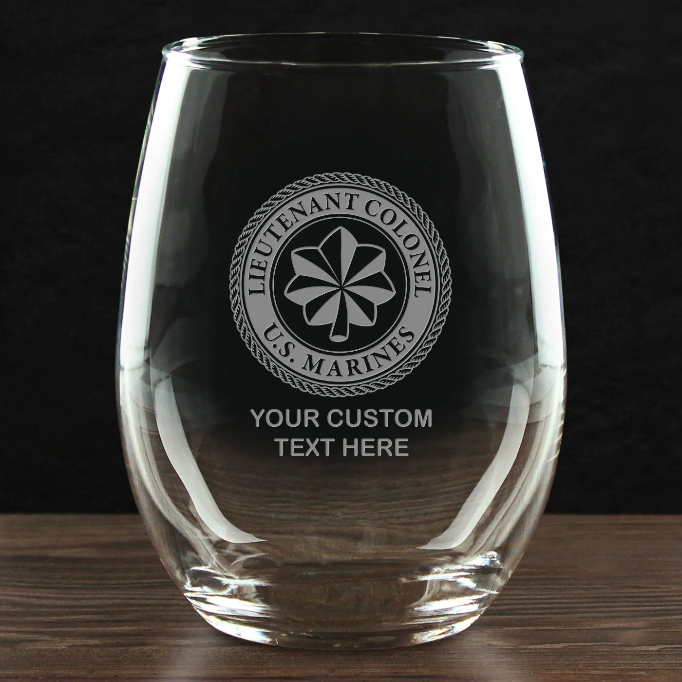 USMC 'Build Your Glass' Personalized 21 oz. Stemless Wine Glass