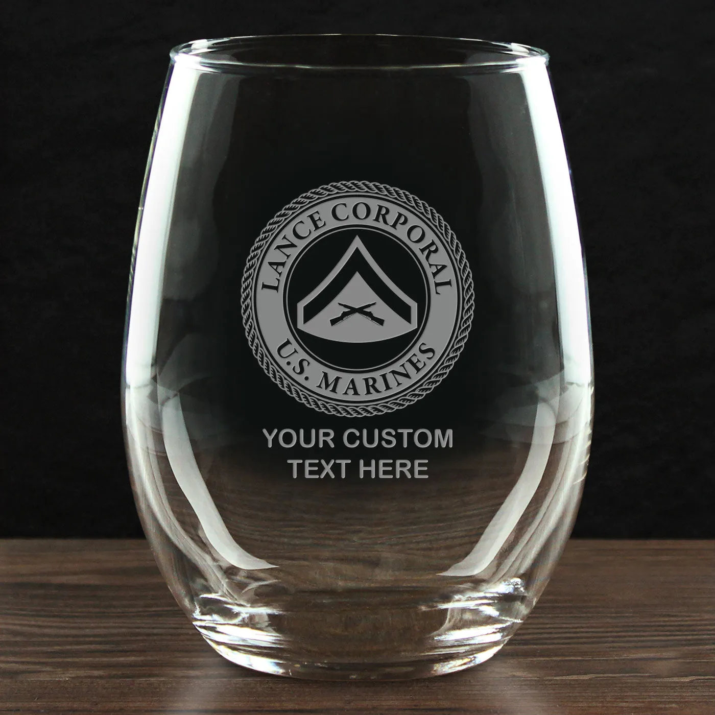 USMC 'Build Your Glass' Personalized 21 oz. Stemless Wine Glass