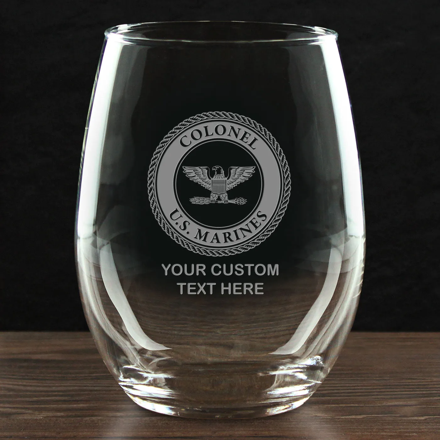 USMC 'Build Your Glass' Personalized 21 oz. Stemless Wine Glass