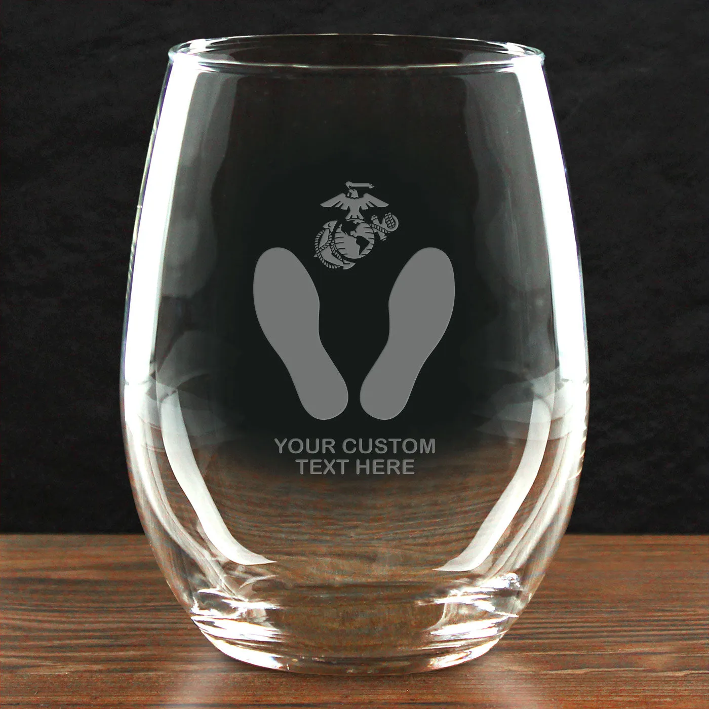 USMC 'Build Your Glass' Personalized 21 oz. Stemless Wine Glass