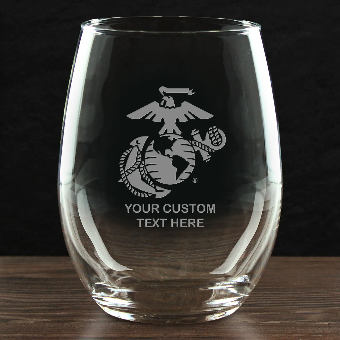 USMC 'Build Your Glass' Personalized 21 oz. Stemless Wine Glass