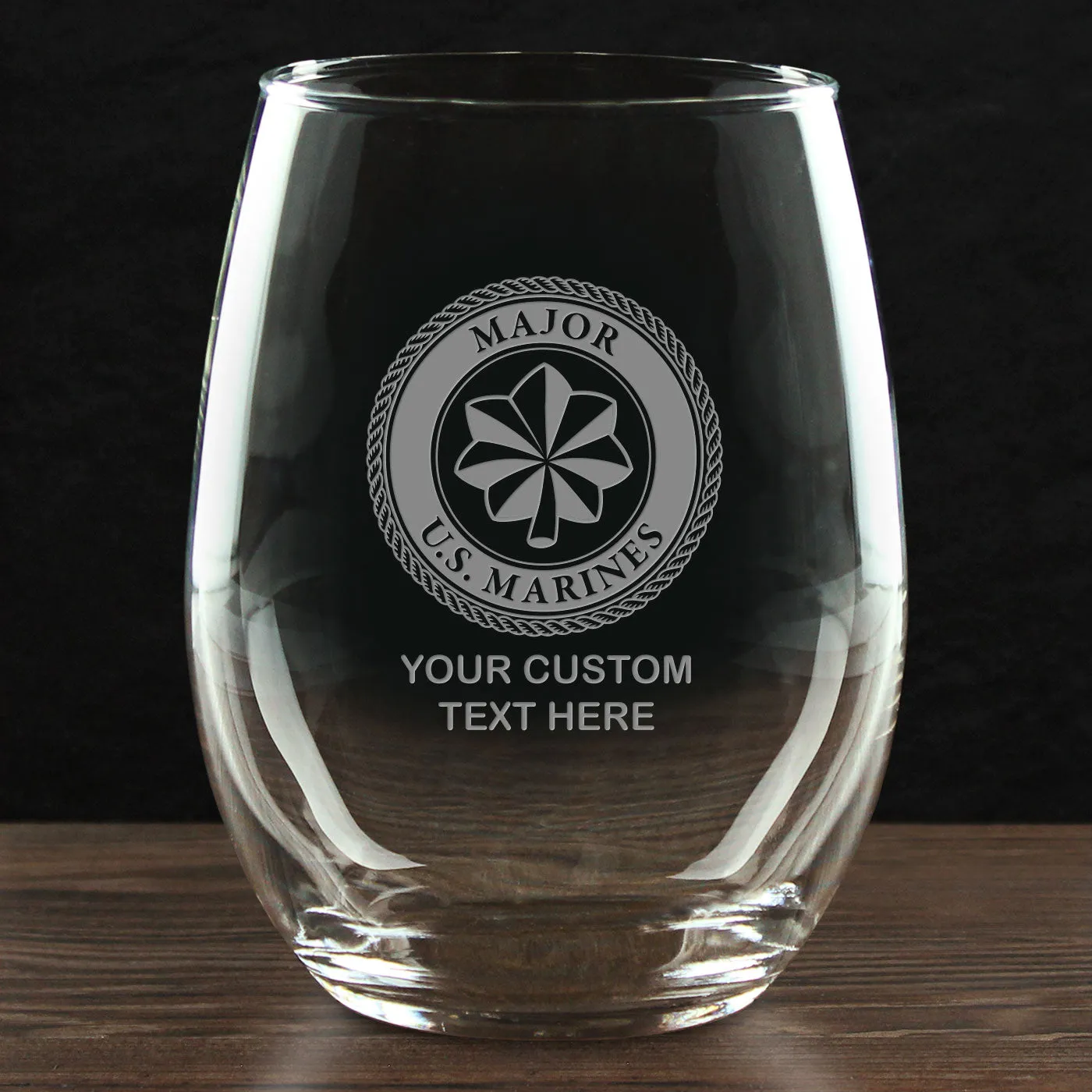 USMC 'Build Your Glass' Personalized 21 oz. Stemless Wine Glass