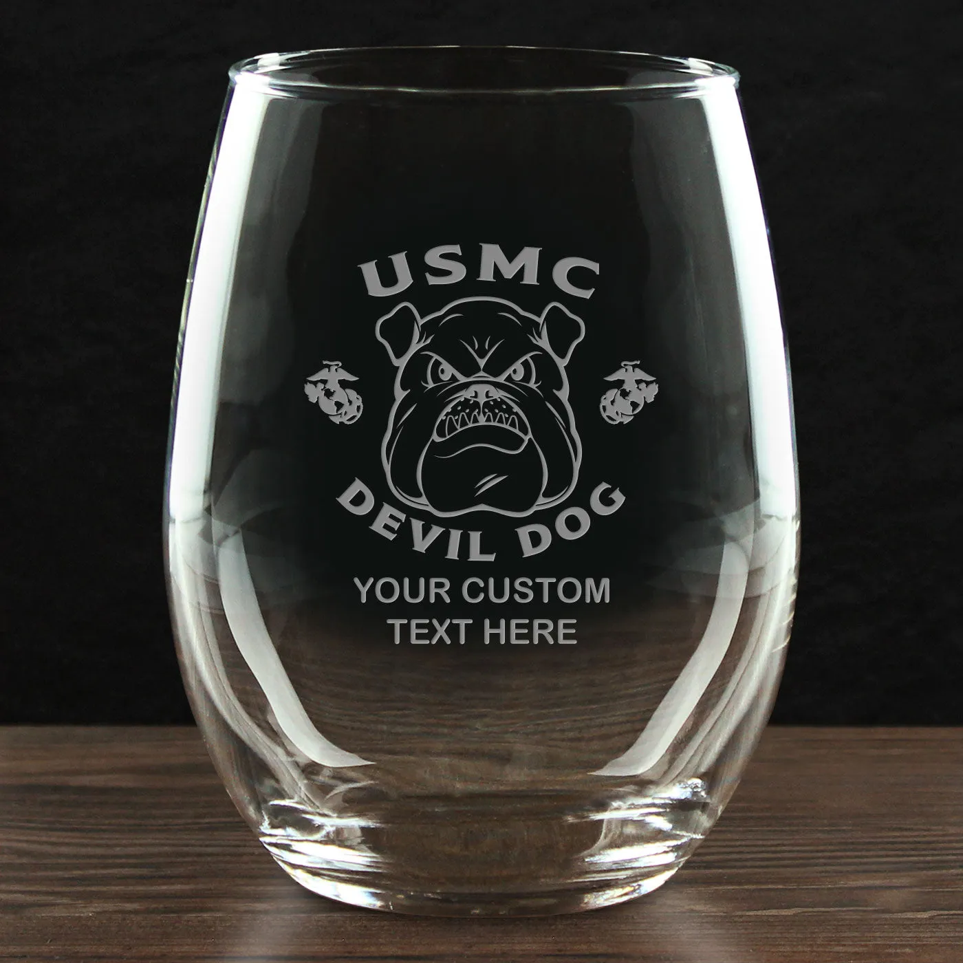 USMC 'Build Your Glass' Personalized 21 oz. Stemless Wine Glass