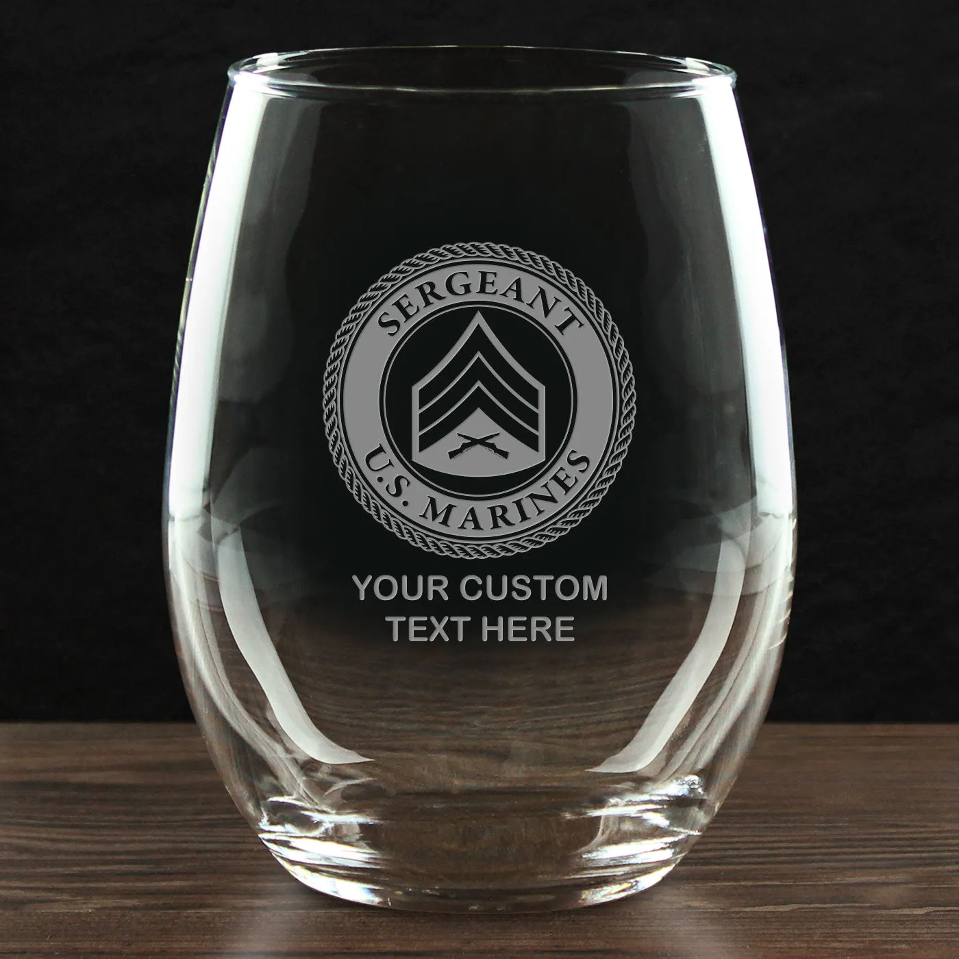 USMC 'Build Your Glass' Personalized 21 oz. Stemless Wine Glass