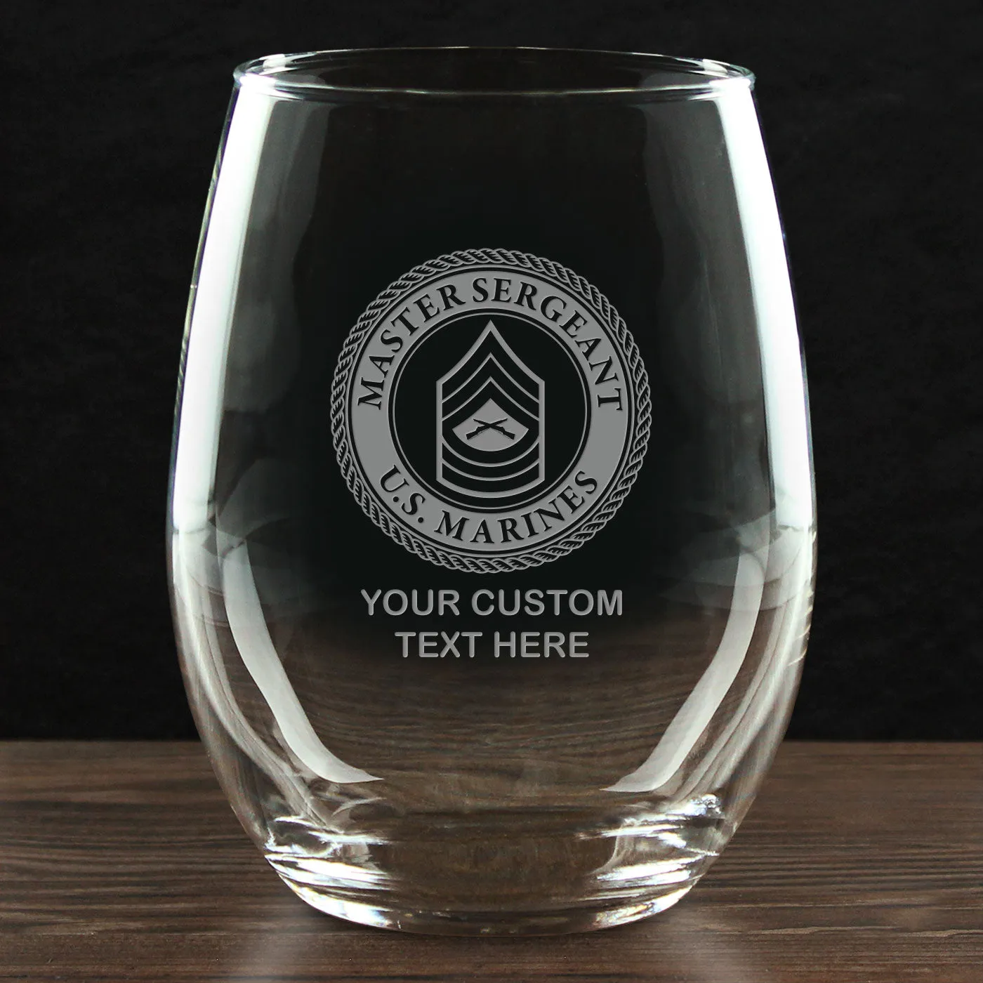 USMC 'Build Your Glass' Personalized 21 oz. Stemless Wine Glass