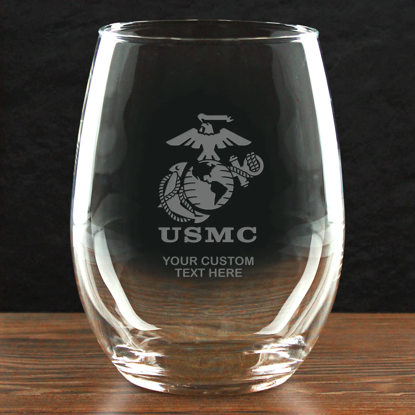 USMC 'Build Your Glass' Personalized 21 oz. Stemless Wine Glass