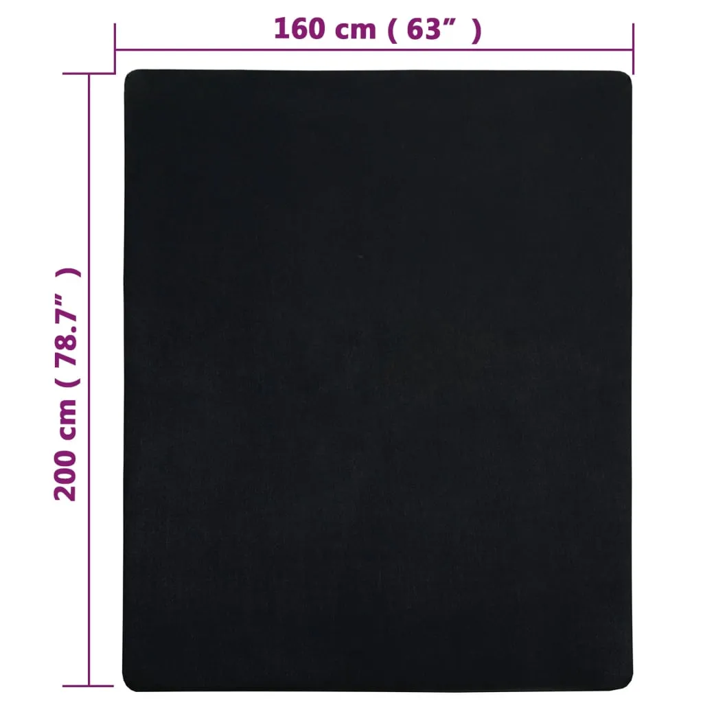 vidaXL Jersey Fitted Sheet Black 160x200 cm Cotton