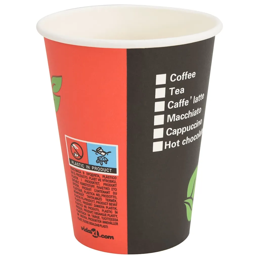 vidaXL Paper Coffee Cups 1000 pcs 12oz 300ml Red and Black