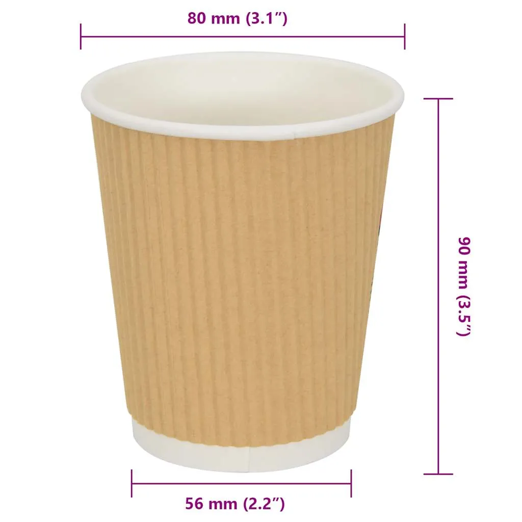 vidaXL Paper Coffee Cups 500 pcs 8oz 200ml Brown