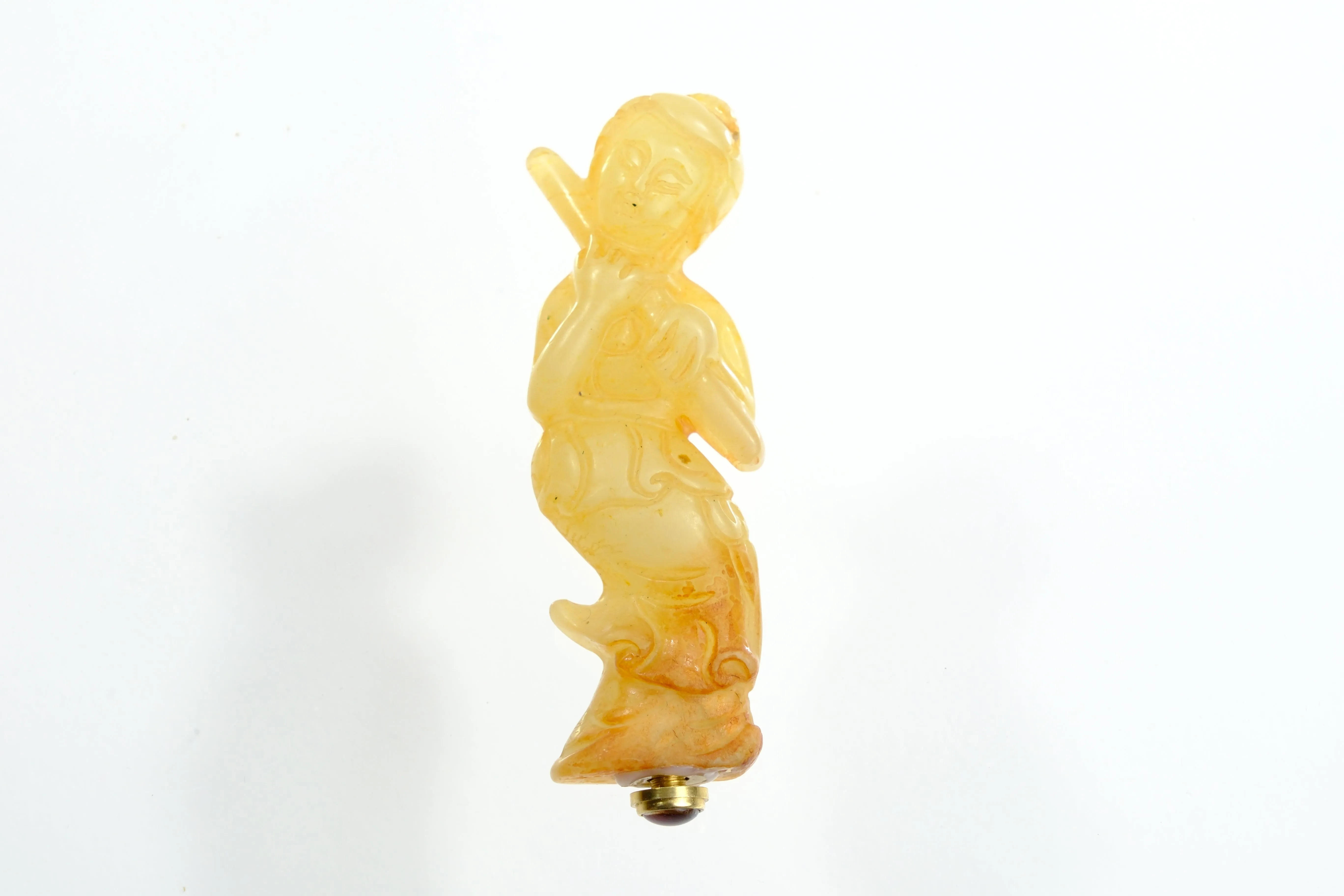 Vintage Chinese Natural Stone Snuff Bottle Quan Yin 3"H