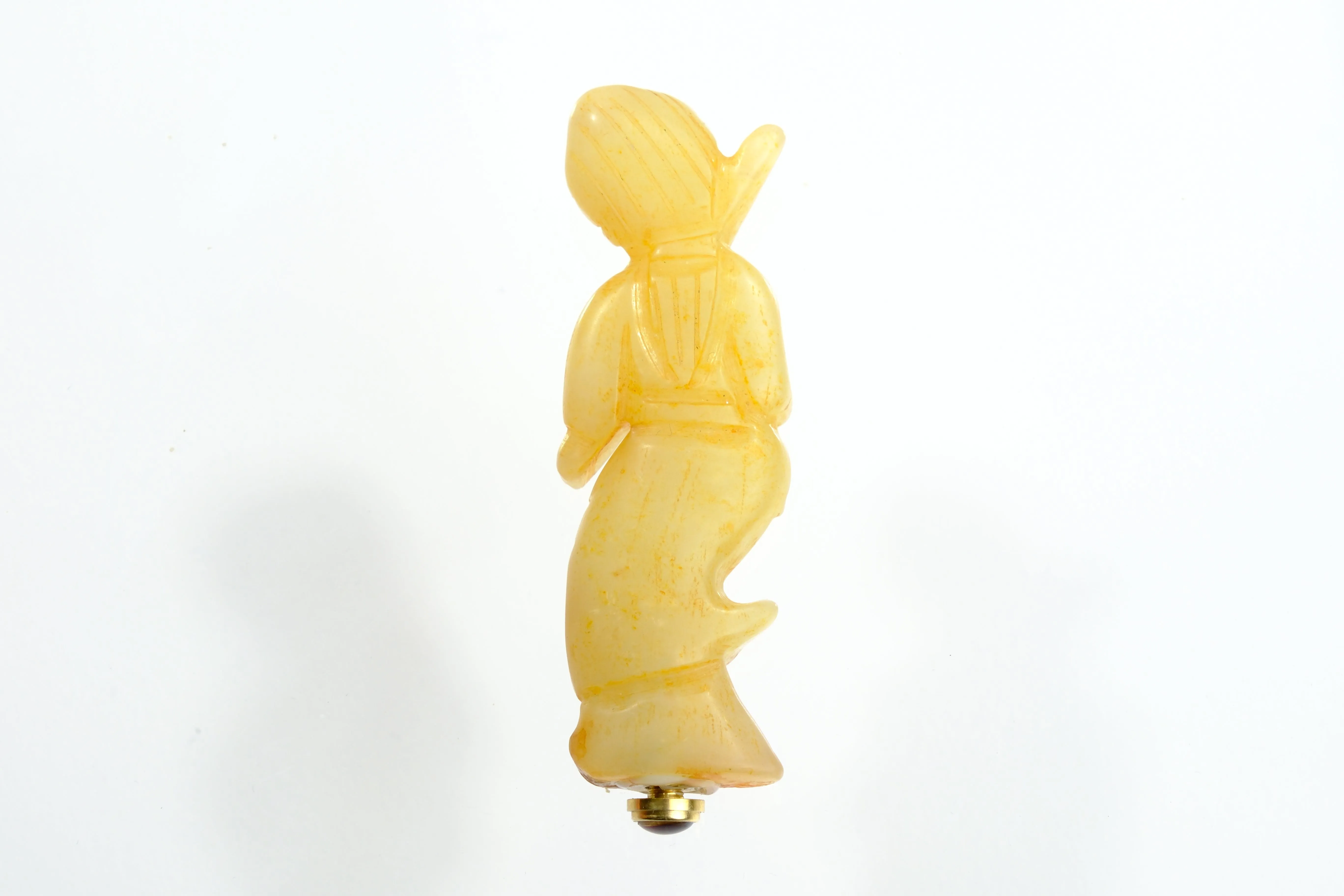 Vintage Chinese Natural Stone Snuff Bottle Quan Yin 3"H