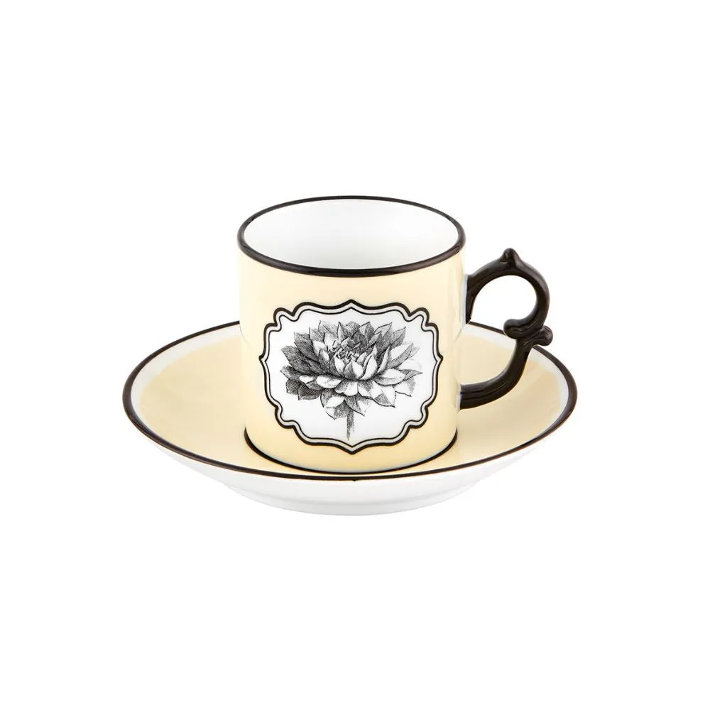 Vista Alegre Herbariae coffee cup and saucer yellow