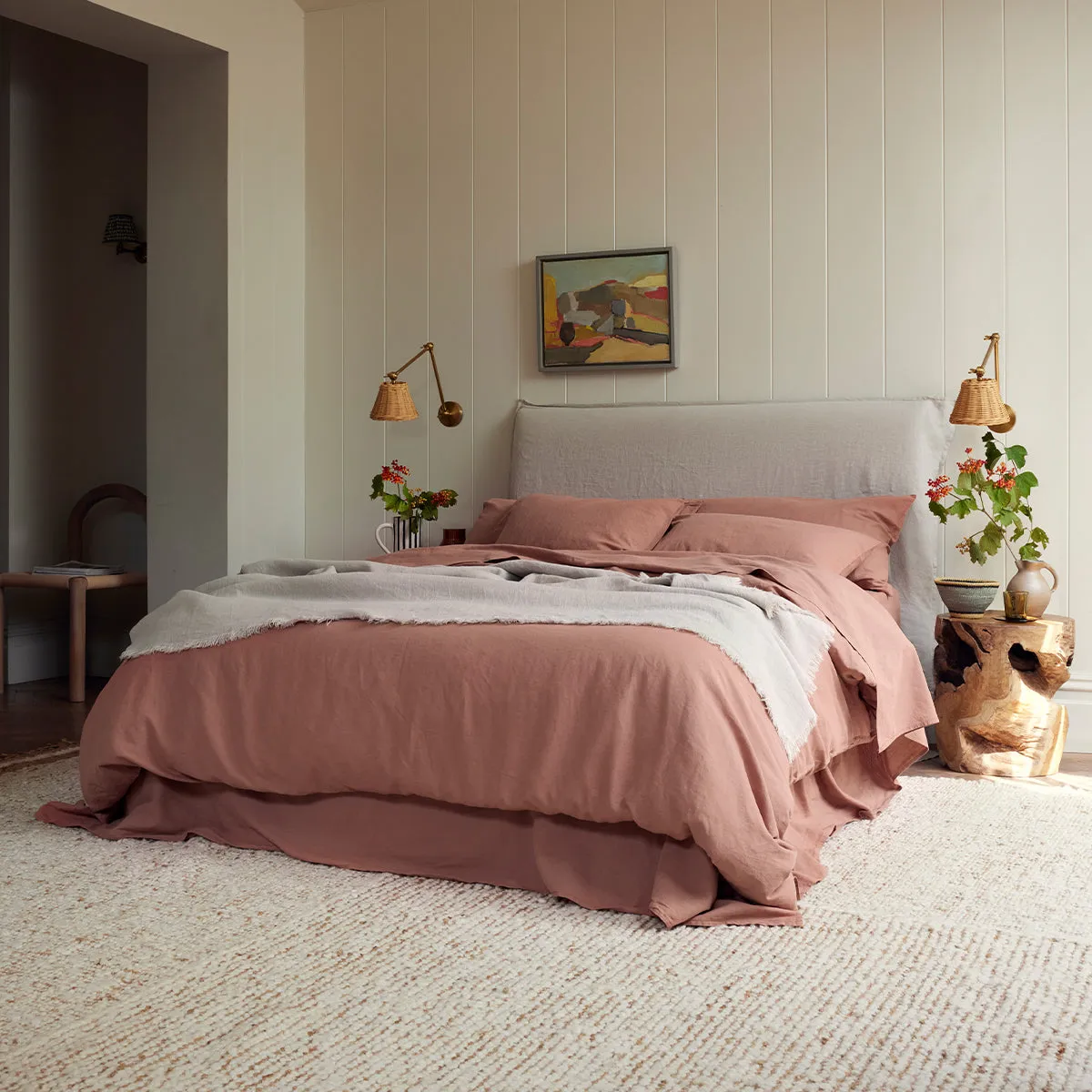 Warm Clay Linen Blend Duvet Cover