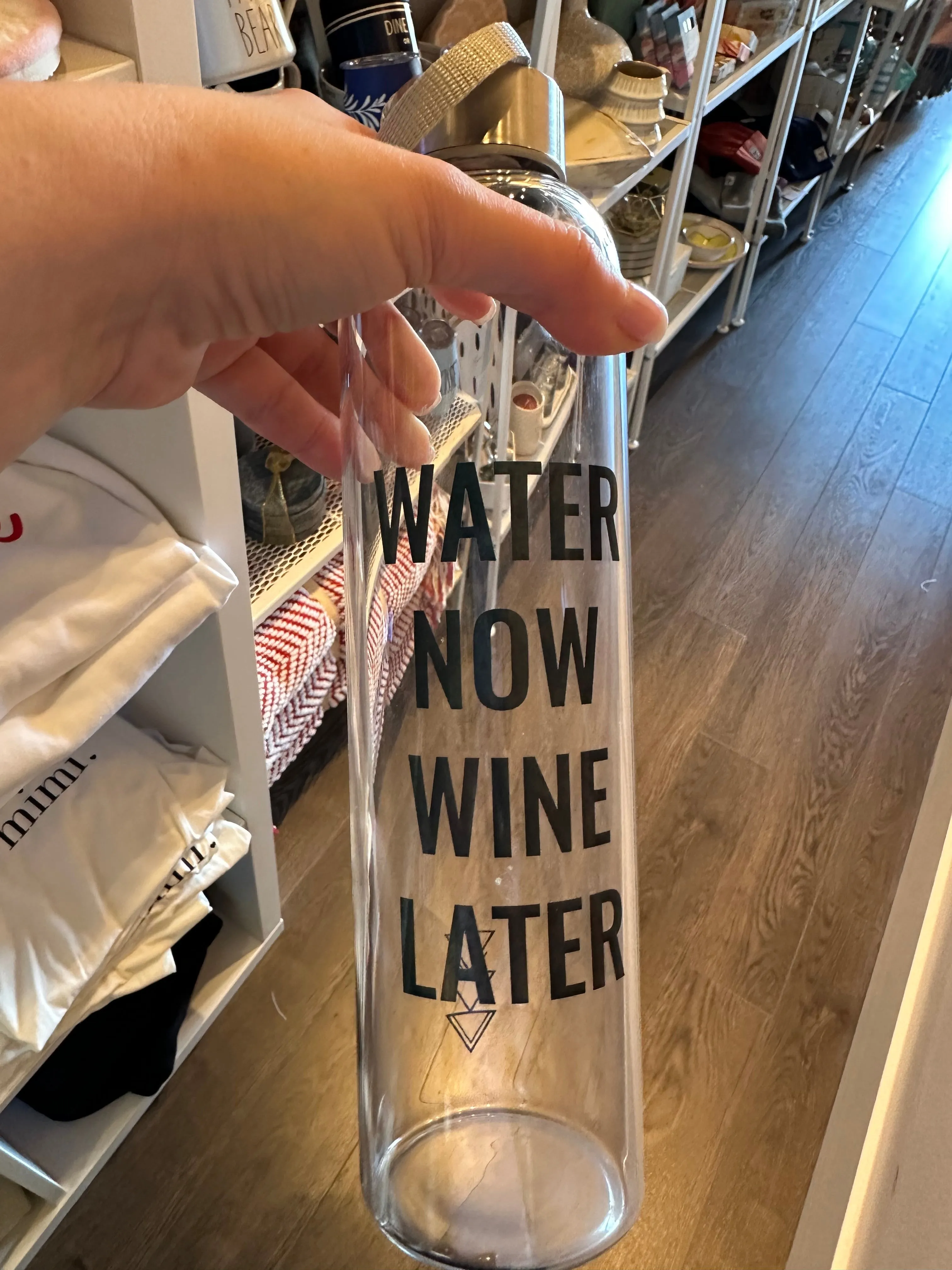 Water Now Wine Later Glass Travel Bottle