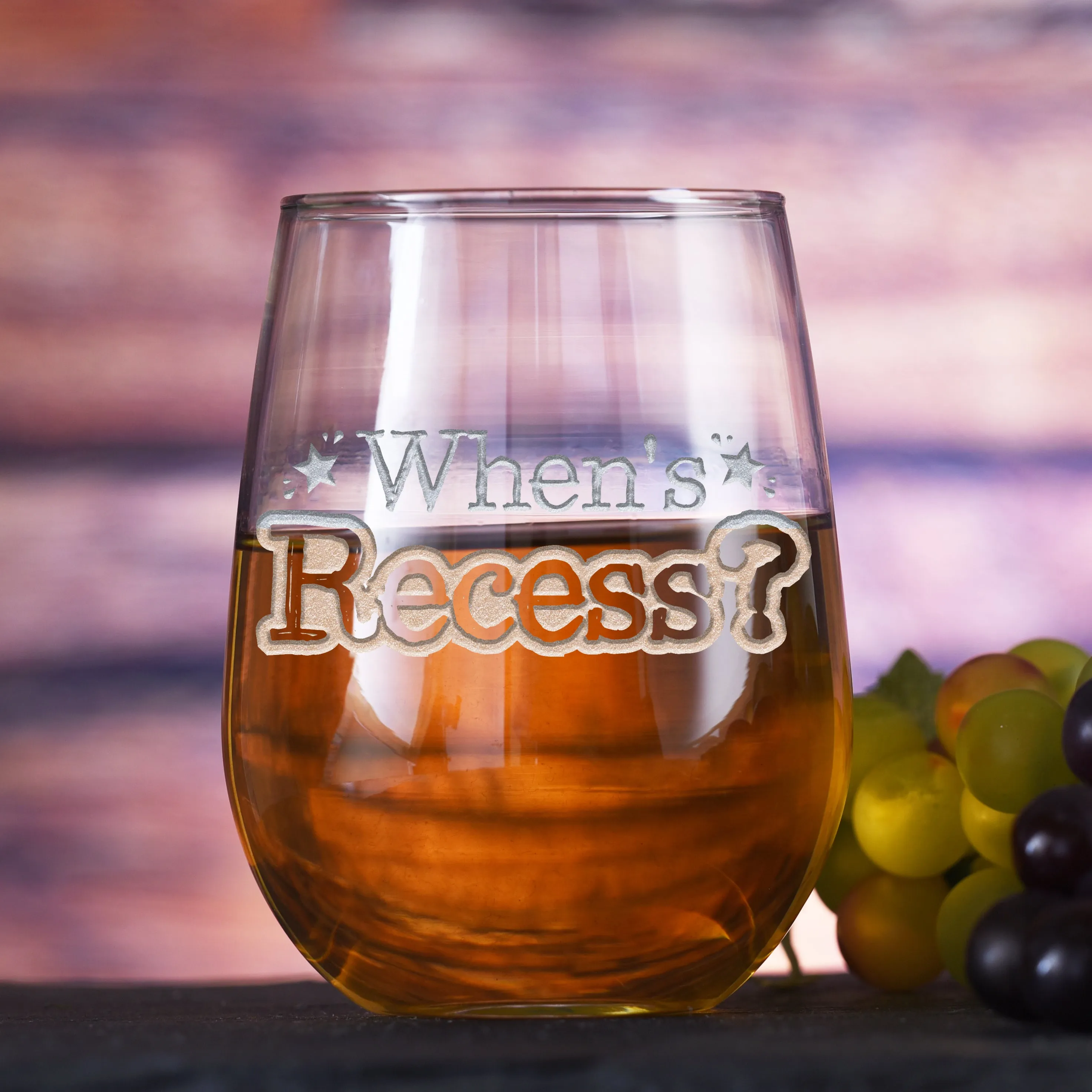 When's Recess? For Homeschooling Parents, Funny Stemless Wine Glass