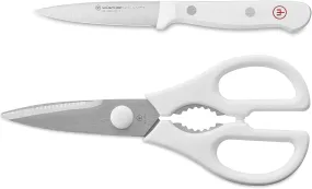 Wusthof Gourmet White - 2 Pc. Shear & Spear Point Paring Knife Set