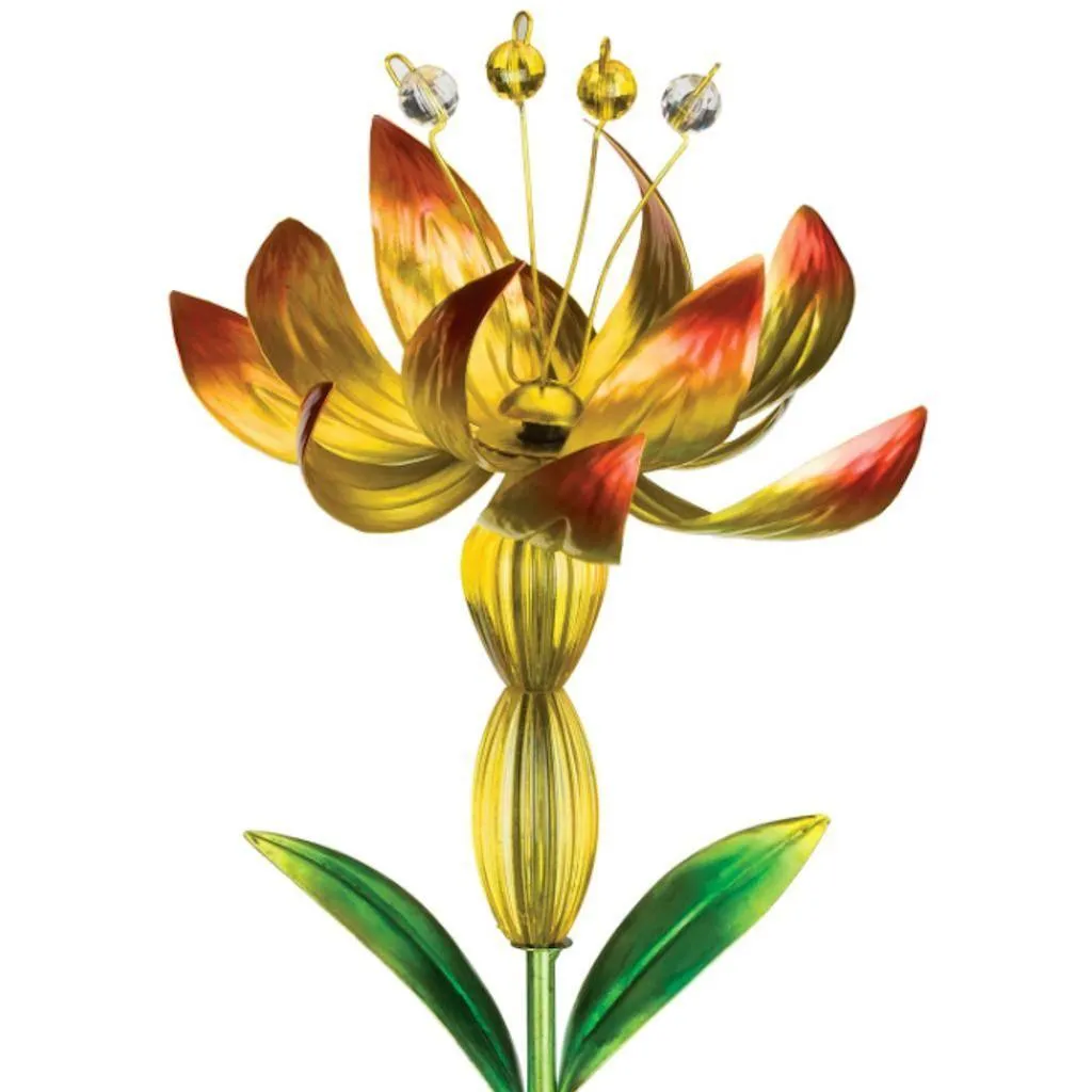 Yellow Flower Spinner Solar Stake