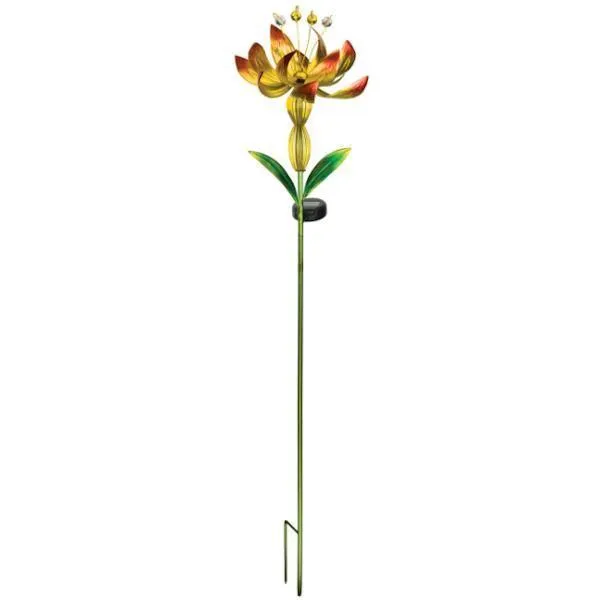 Yellow Flower Spinner Solar Stake